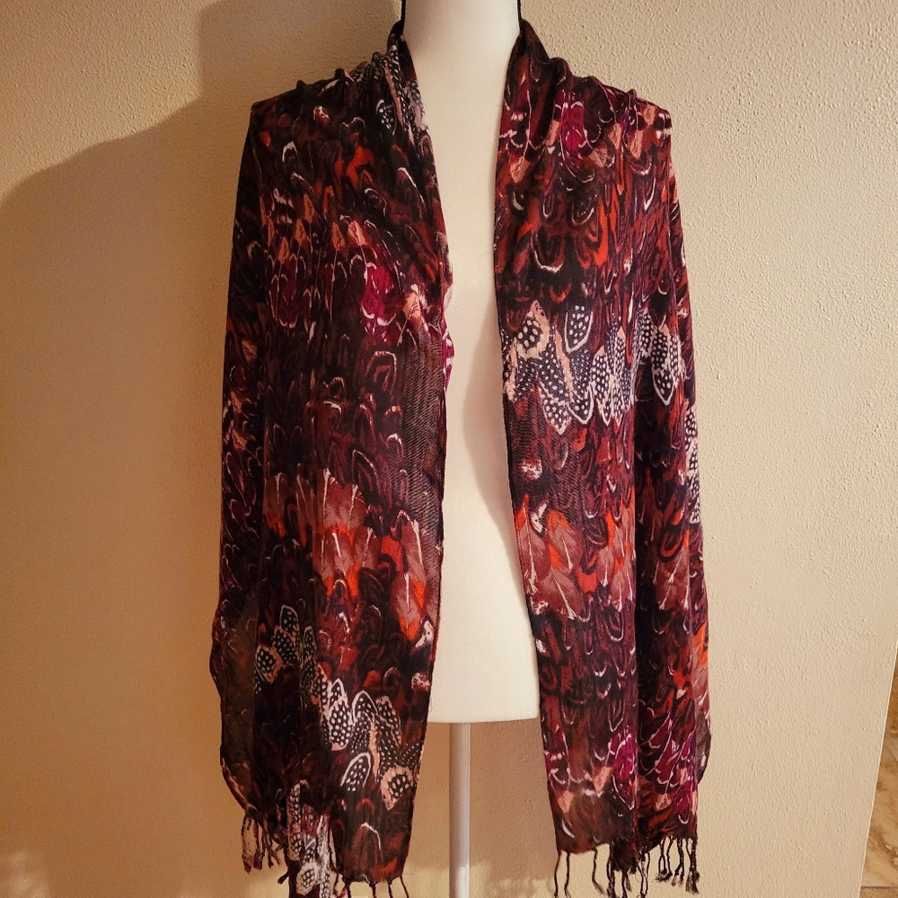 Rachel Zoe Lux Print Wrap w/Fringe 72x28